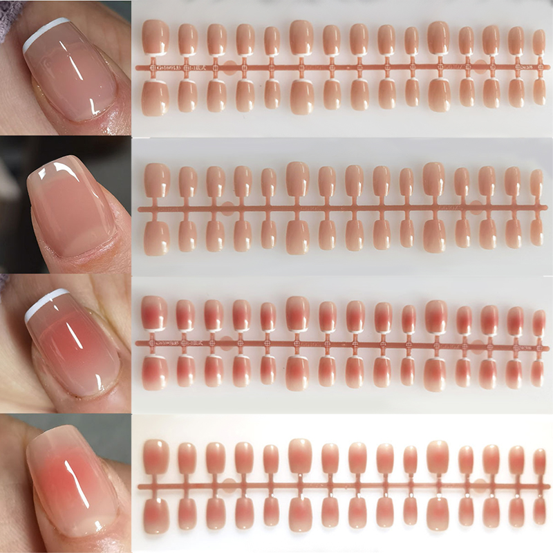 Nail Art Pink - 그라디언트 가짜 손톱, 프렌치 블러시 누드