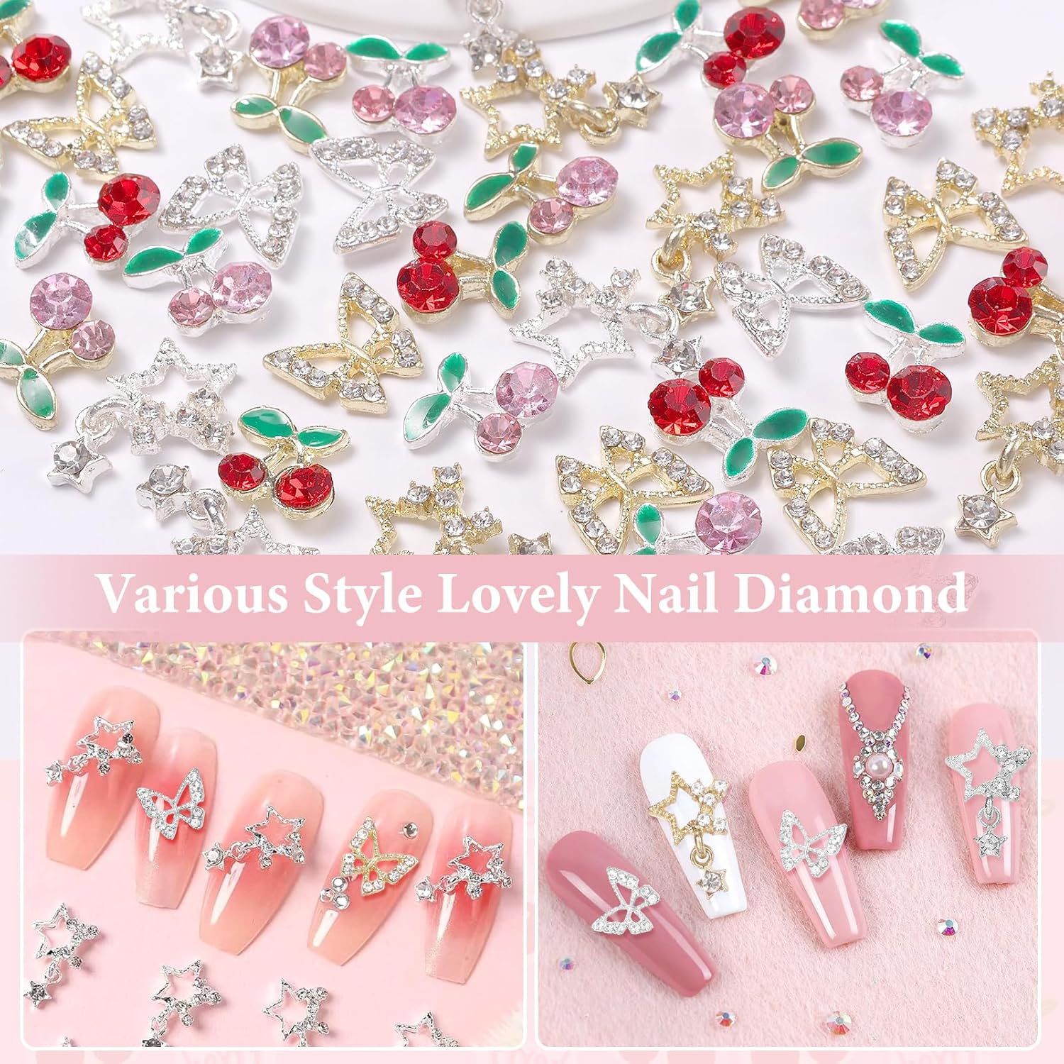 40 Pcs 합금 네일 보석 매력, 실버 골드 3D 나 - Nail Art Valentines Day 리뷰 및 가격