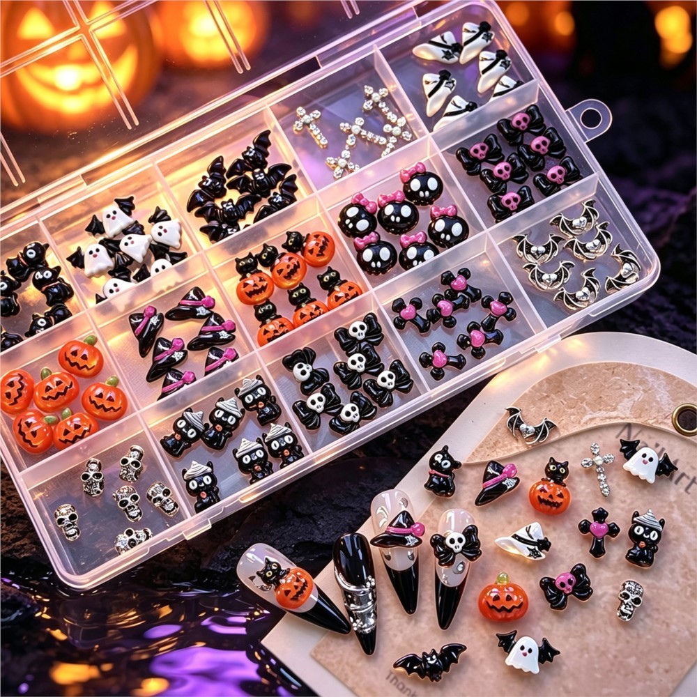 15개들이 3D 할로윈 장식용 네일 스톤 세트: 귀여운 - Nail Art Valentines Day 리뷰 및 가격