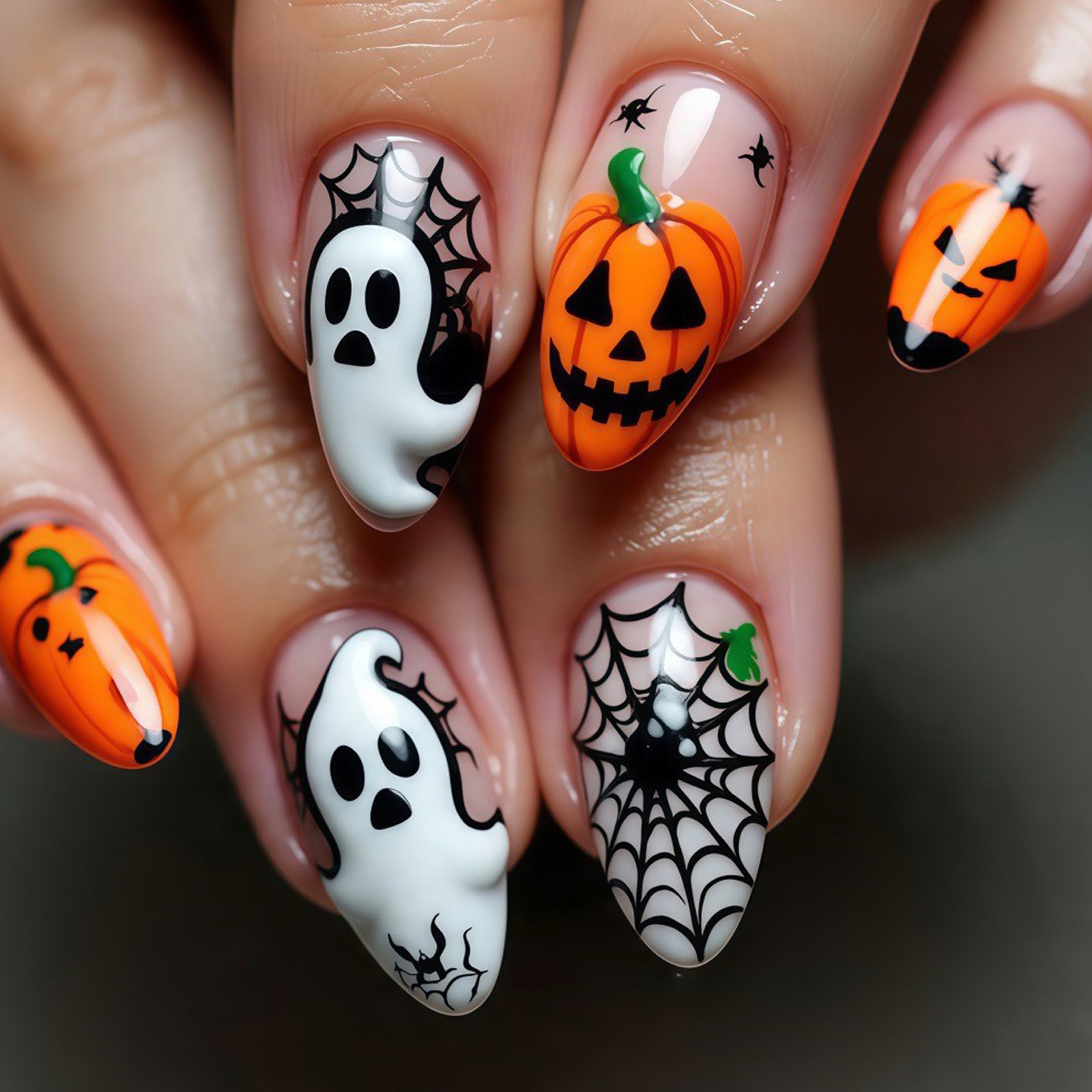 24개 할로윈 프레스온 네일 고스트 호박 거미줄 박쥐  - Nail Art Press On 리뷰 및 가격