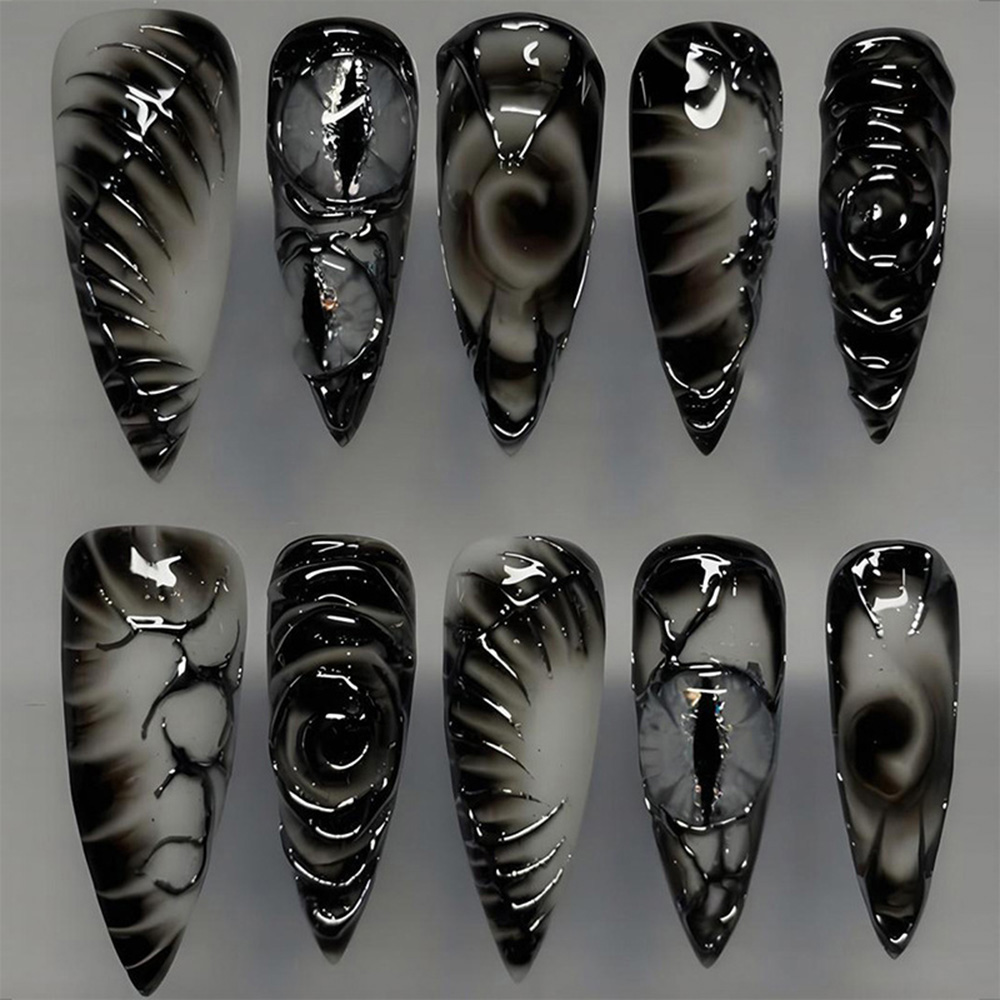 스틸레토 고딕 프레스온 네일 30개, 광택 아크릴 가짜 - Nail Art Press On 리뷰 및 가격
